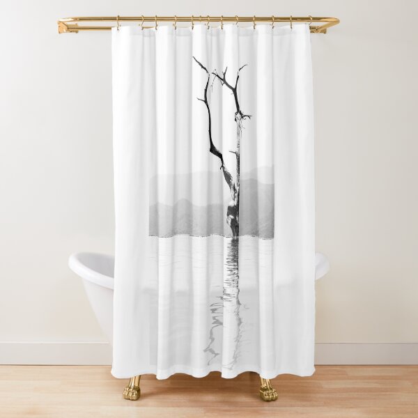 Lonely tree in black-and-white, Oaxaca, Mexico Shower Curtain