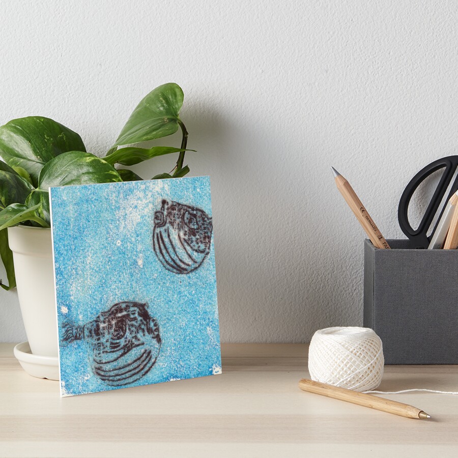 Michele Ouellet Canada  “Fugu Fugu”  Drypoint on acrylic monotype Art Print