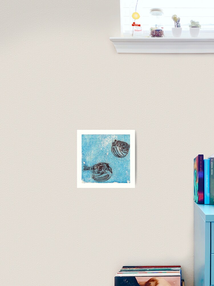 Michele Ouellet Canada  “Fugu Fugu”  Drypoint on acrylic monotype Art Print