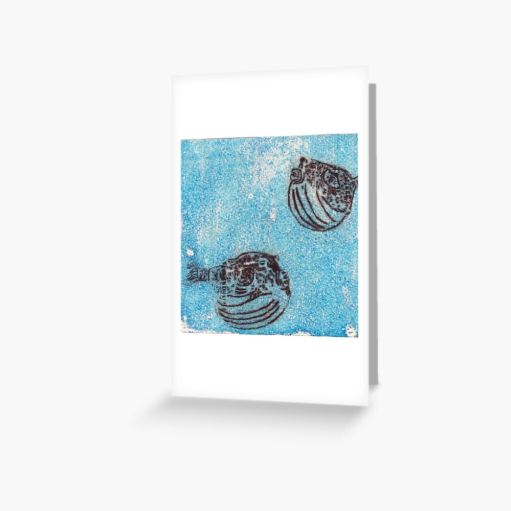 Michele Ouellet Canada  “Fugu Fugu”  Drypoint on acrylic monotype Art Print