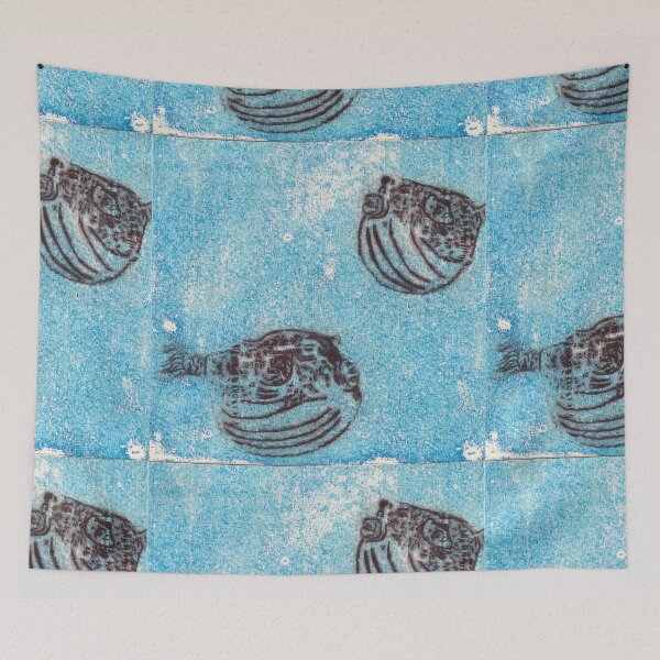 Item preview, Michele Ouellet Canada  “Fugu Fugu”  Drypoint on acrylic monotype designed and sold by WaterProject.