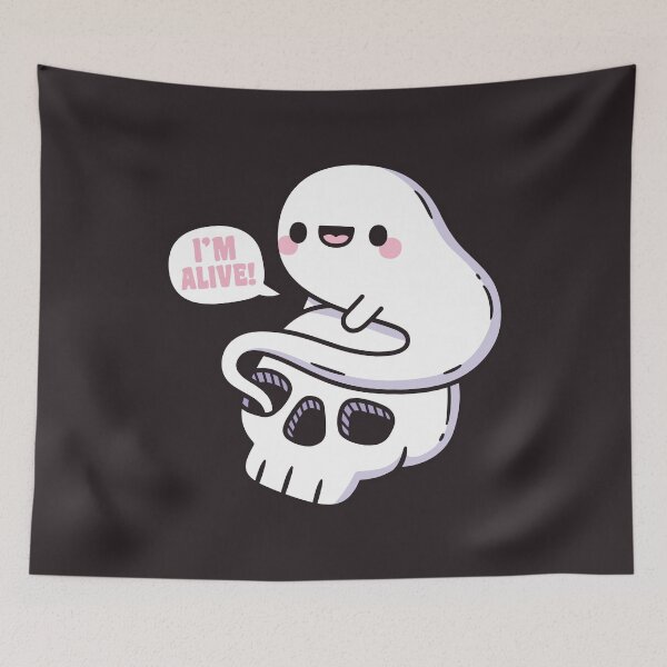 Item preview, Cute Ghost Coming Out Of Skeleton Skull, Im Alive Funny designed and sold by rustydoodle.