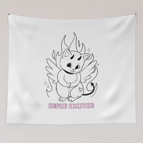 Item preview, HELL KITTEN Devilish kitten quote EXCITED designed and sold by LargeShop.