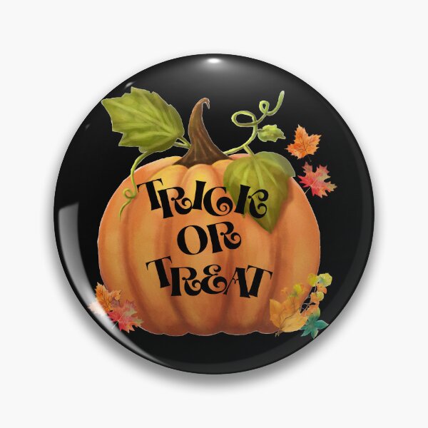 Item preview, Trick or treat, Illustration of pumpkin with autumn leaves and Halloween trick or treat phrase. designed and sold by Malogue.