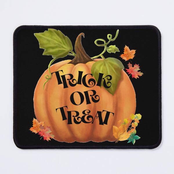 Item preview, Trick or treat, Illustration of pumpkin with autumn leaves and Halloween trick or treat phrase. designed and sold by Malogue.