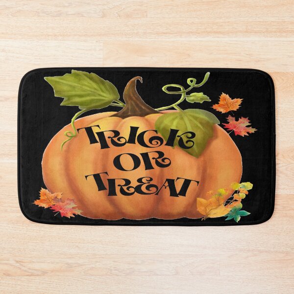 Item preview, Trick or treat, Illustration of pumpkin with autumn leaves and Halloween trick or treat phrase. designed and sold by Malogue.