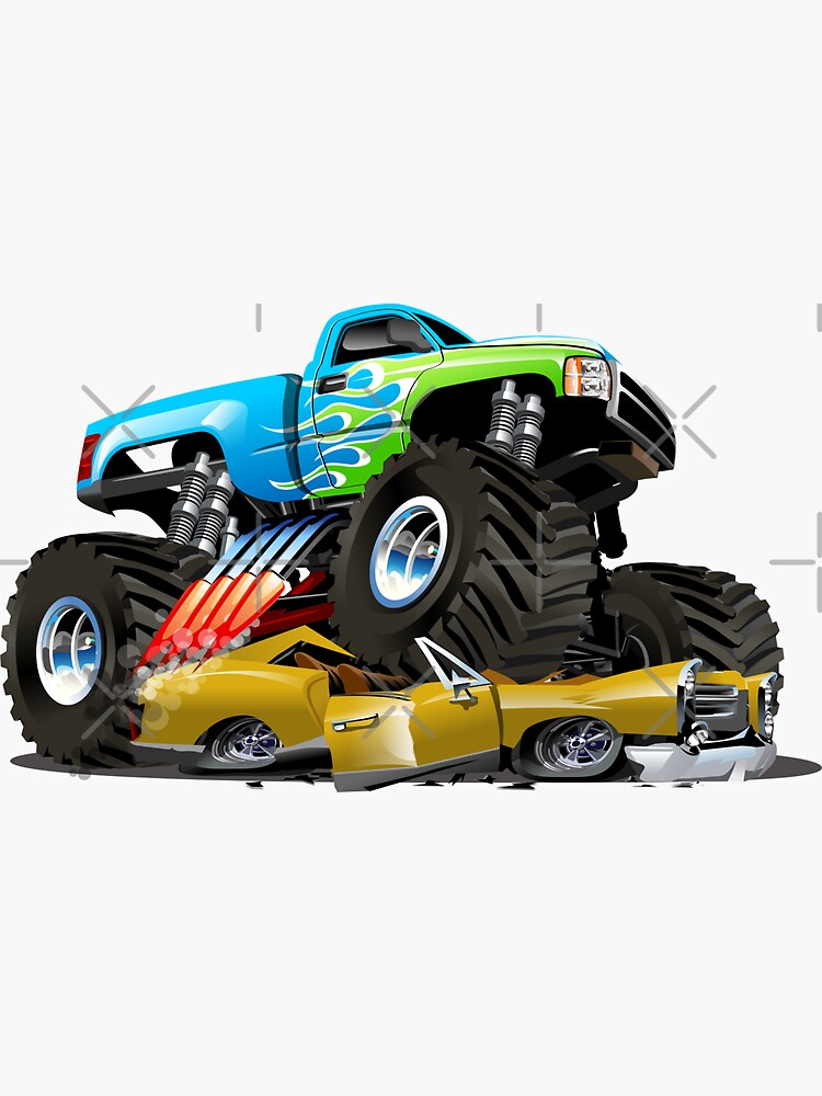 Cartoon Monster Truck Sticker for Sale by Mechanick