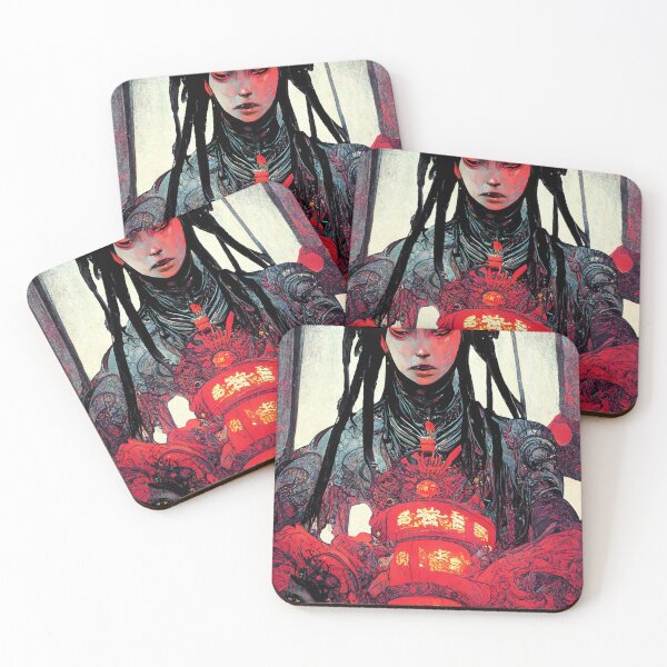 Item preview, Red Empress Samurai  Tecno Noir Cyber Punk Demon Hunter designed and sold by esotericorigins.