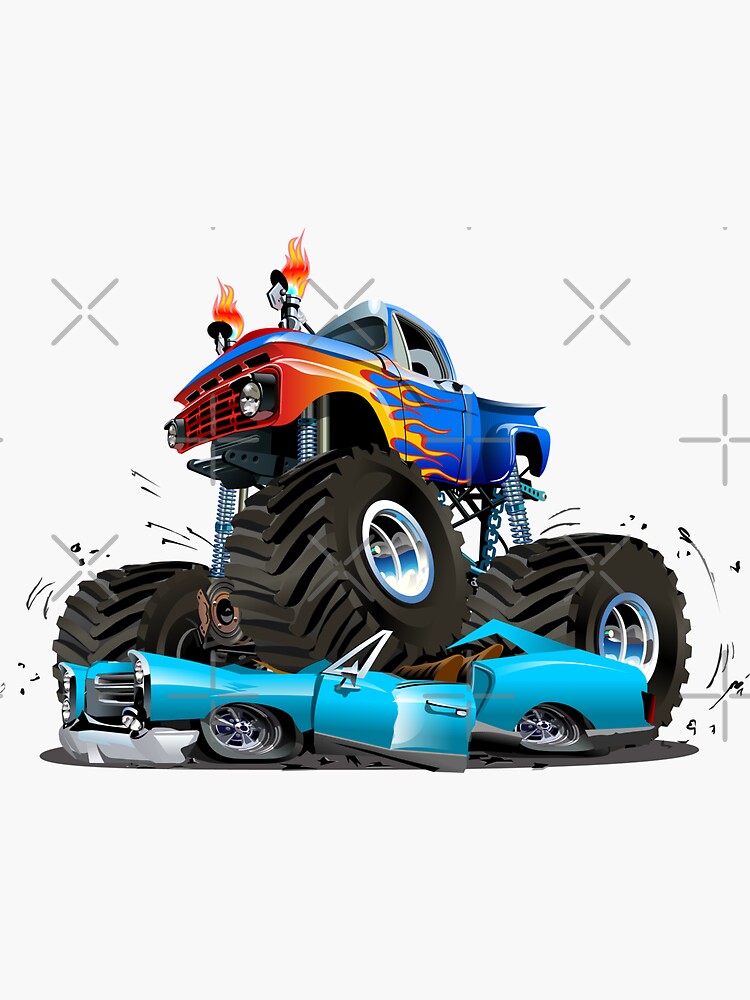 Cartoon Monster Truck Sticker for Sale by Mechanick