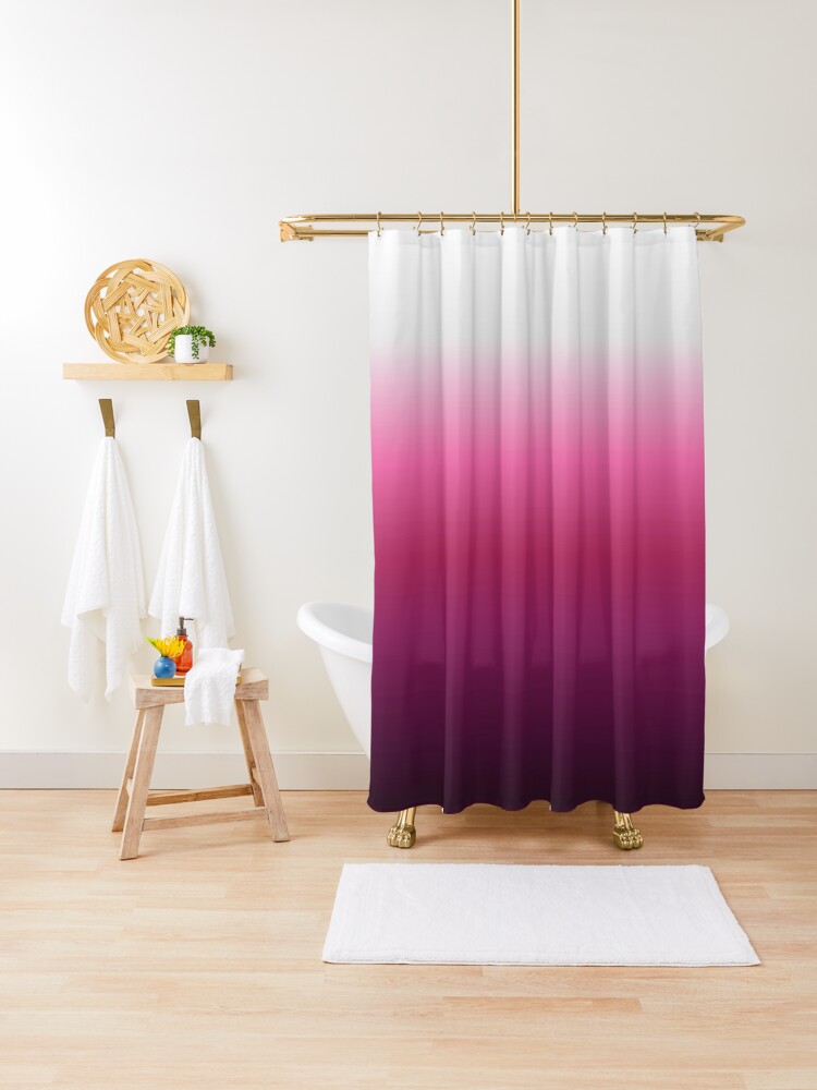 Chic Minimalist Magenta Ombre White Pink Fuschia Shower Curtain