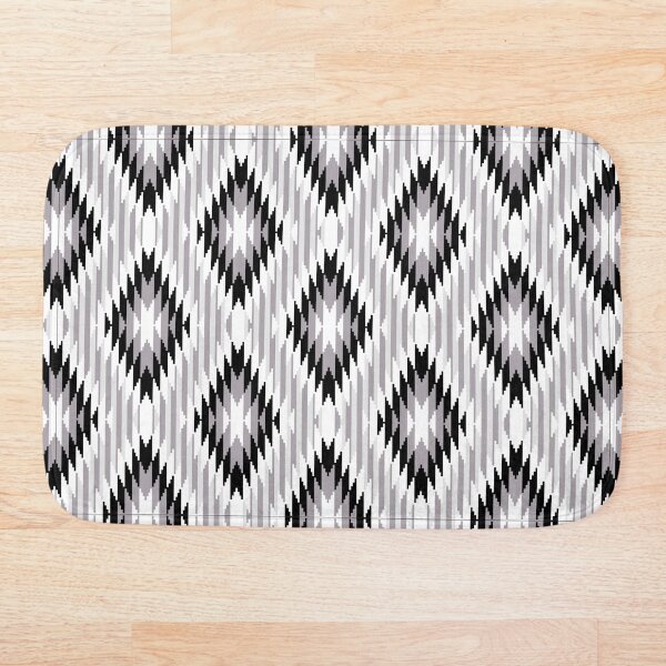 Item preview, Texas Mexican abstract geometric Black and white bathroom rug  designed and sold by BathHeaven.