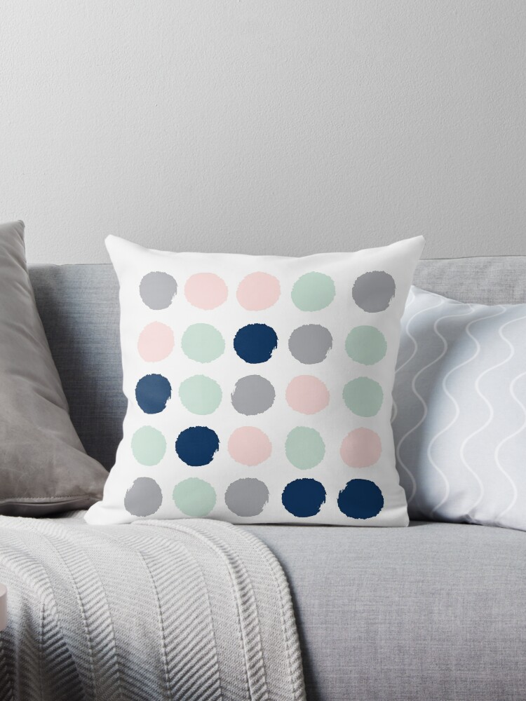 Trendy Color Palette Painted Dots Boho Nursery Navy Grey Mint And