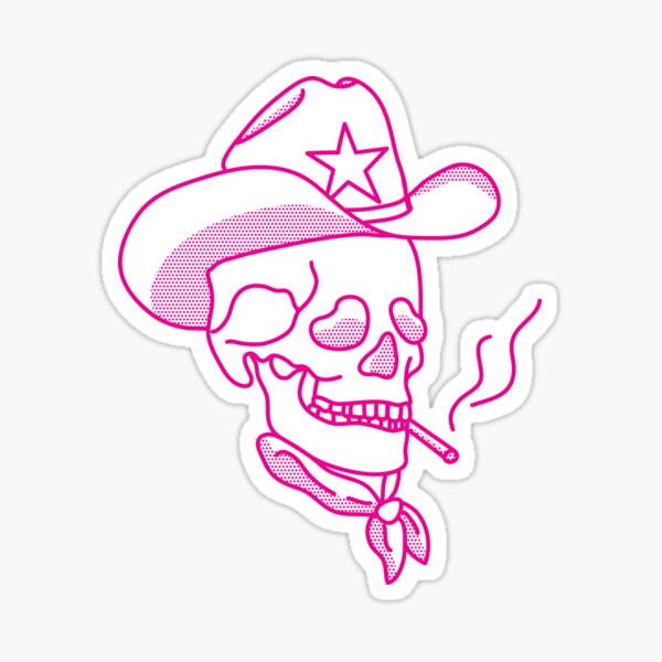 Skull vinyl decal, cowboy hat skull sticker, western vinyl decals
