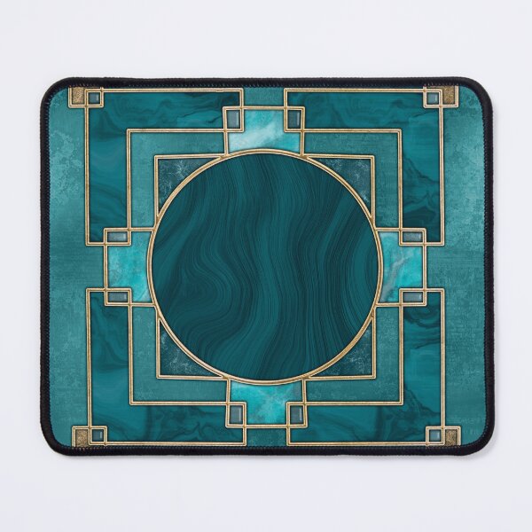 Item preview, Stained Glass Art Deco Design Emerald Green with Teal and Gold designed and sold by artsandsoul.