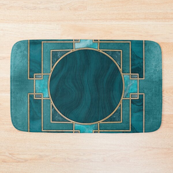 Item preview, Stained Glass Art Deco Design Emerald Green with Teal and Gold designed and sold by artsandsoul.