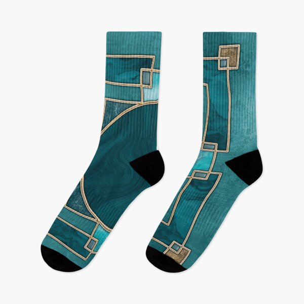 Item preview, Stained Glass Art Deco Design Emerald Green with Teal and Gold designed and sold by artsandsoul.