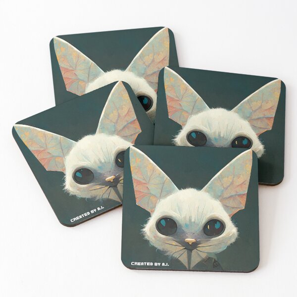 Item preview, Arte de gato imaginario con orejas de murciélago creado por A.I. designed and sold by Created-by-AI.