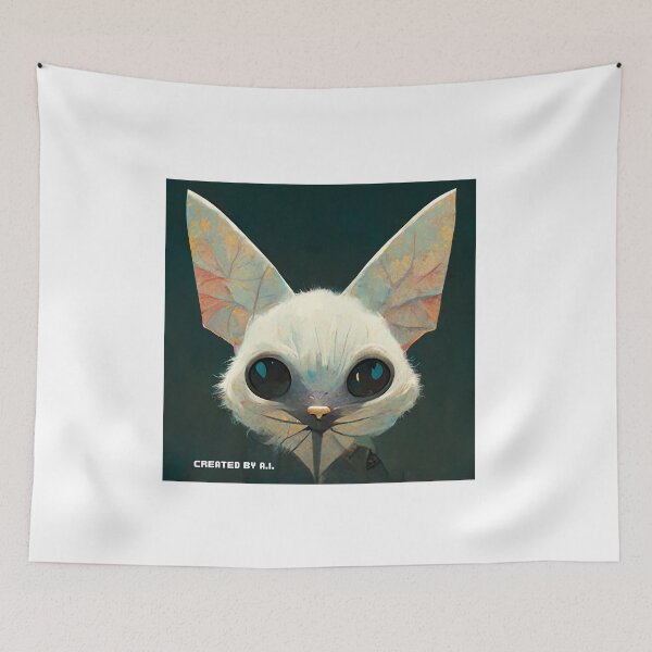 Item preview, Imaginary Cat Art with Bat Ears Created by A.I. designed and sold by Created-by-AI.