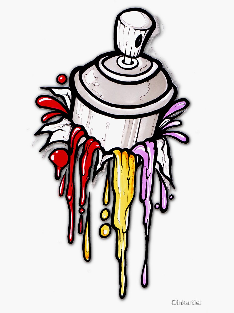 "Let The Paint Flow Spray Can Explosion" Sticker by Oinkartist Redbubble