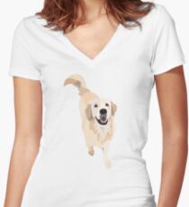 Golden Retriever Doggo Women's Fitted V-Neck T-Shirt