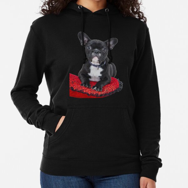 Black and White French Bulldog Puppy Lightweight Hoodie