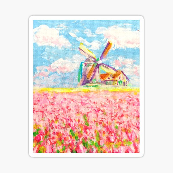 “DUTCH BLUE DELFT - colourful dutch windmills " Sticker for Sale by