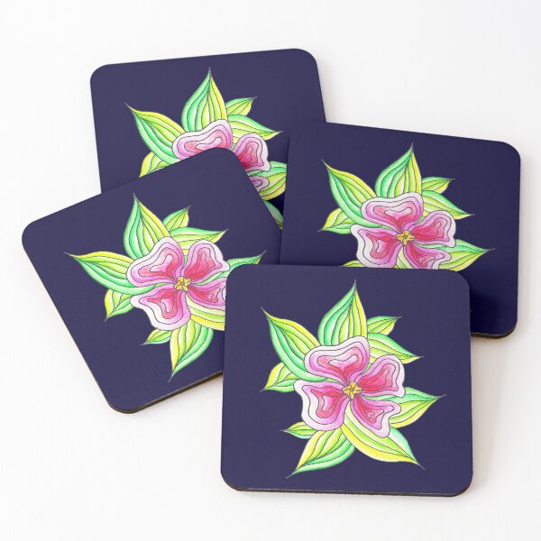 Item preview, Pink Flower on Dark Blue Background designed and sold by CarolineLembke.