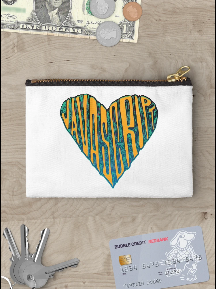 Thumbnail 3 of 4, Zipper Pouch, JavaScript Heart designed and sold by cheeryscript.