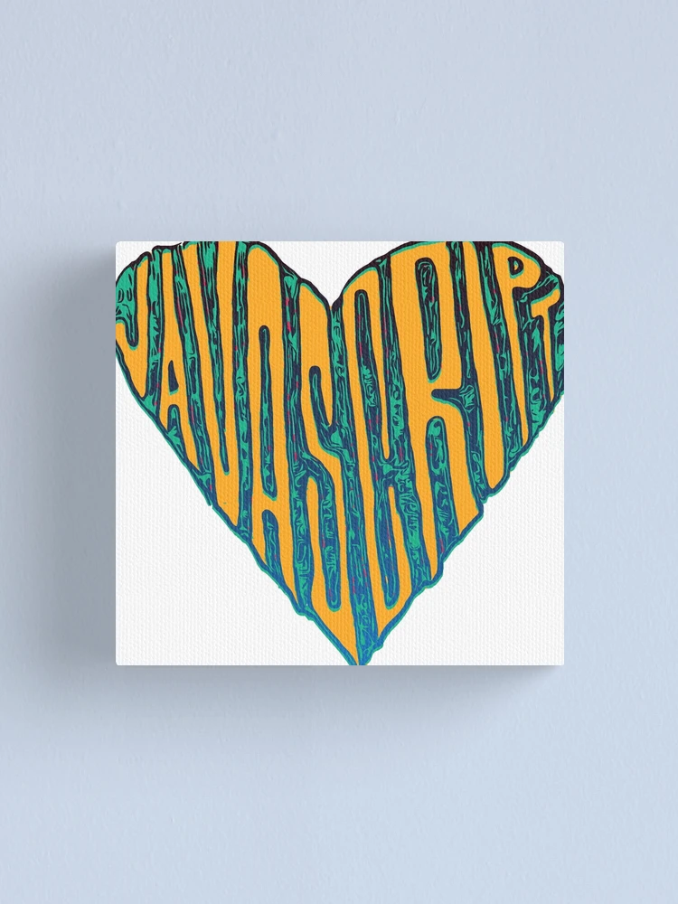Thumbnail 1 of 3, Canvas Print, JavaScript Heart designed and sold by cheeryscript.