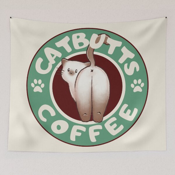Item preview, Catbutts coffee cat logo designed and sold by Denise, Denisn't.