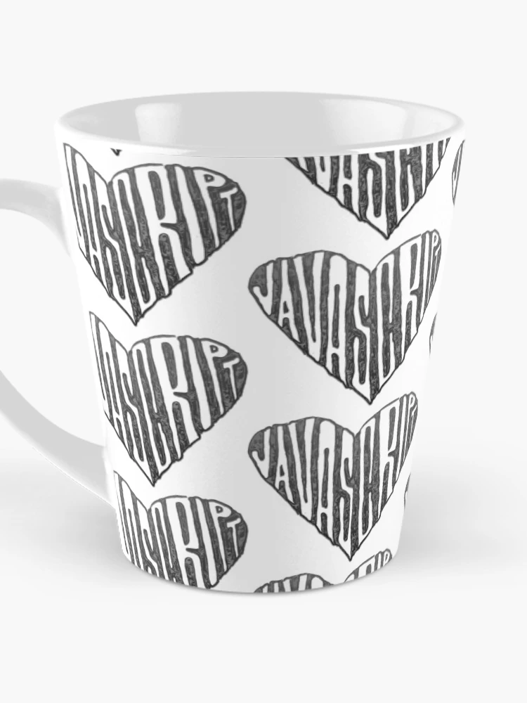 Thumbnail 3 of 4, Coffee Mug, JavaScript Heart Black and White designed and sold by cheeryscript.