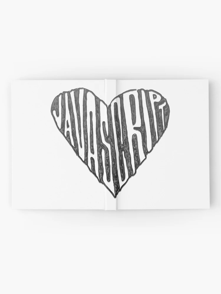 Thumbnail 2 of 3, Journal, JavaScript Heart Black and White designed and sold by cheeryscript.