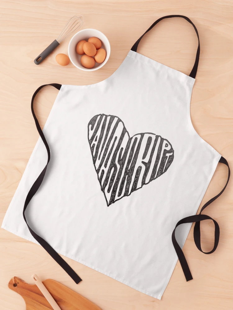 Thumbnail 1 of 6, Apron, JavaScript Heart Black and White designed and sold by cheeryscript.
