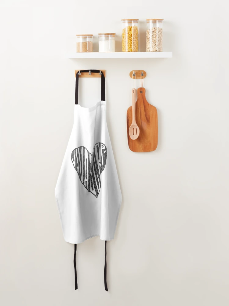 Thumbnail 4 of 6, Apron, JavaScript Heart Black and White designed and sold by cheeryscript.