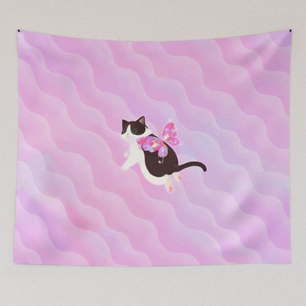 Item preview, Sparkly Pink Fairy Cat (tuxedo cat) designed and sold by You Store.
