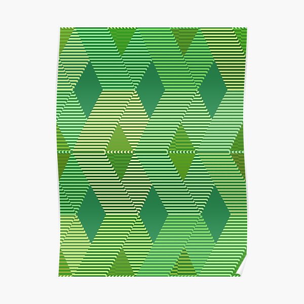 Mid-Century Modern Diamond Print, Jade Green Poster