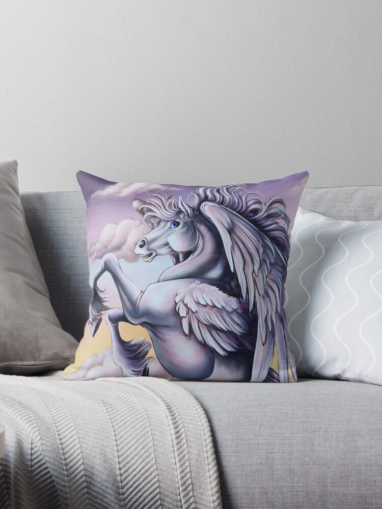 Thumbnail 1 of 3, Throw Pillow, Cloud Pegasus designed and sold by cybercat.
