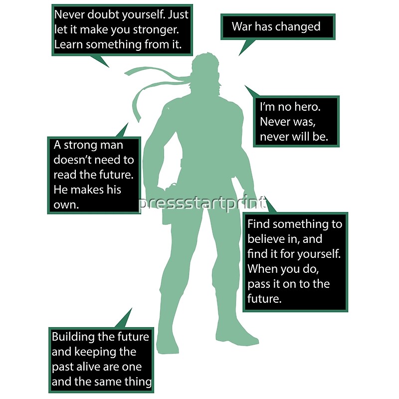 "Metal Gear Solid Snake Quotes" by pressstartprint Redbubble