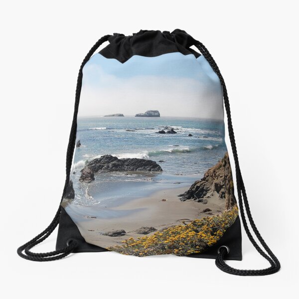 Fog Rolling Coastal Drawstring Bag