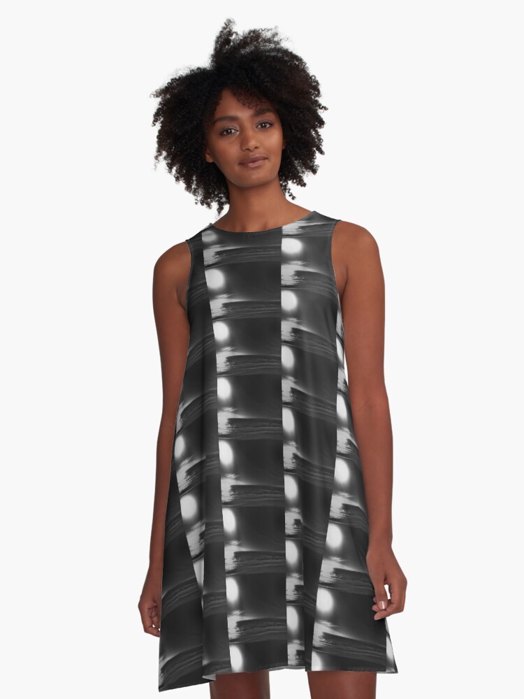 Thumbnail 1 of 4, A-Line Dress, Surfside Black & White designed and sold by kinkatstyle.