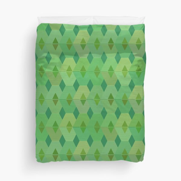 Mid-Century Modern Diamond Print, Jade Green Duvet Cover