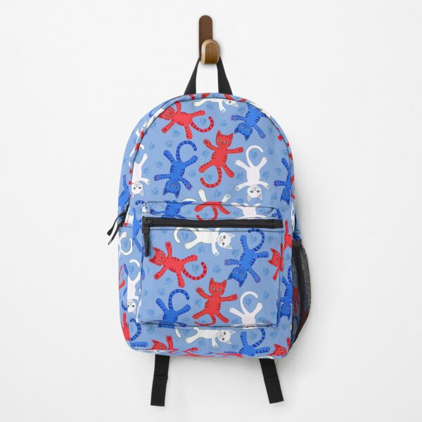 Item preview, French flying kitties on blue designed and sold by QuirkyCatz.