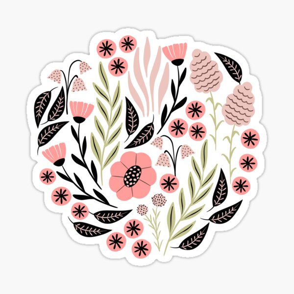 "Pink flowers on brown background" Sticker for Sale by Irenajh87