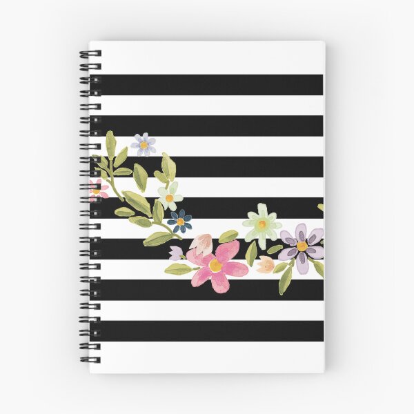 Item preview, Simple Elegant Feminine Chic Modern Black Stripes Pretty Pink Flowers designed and sold by PRETTY-PEARLS.