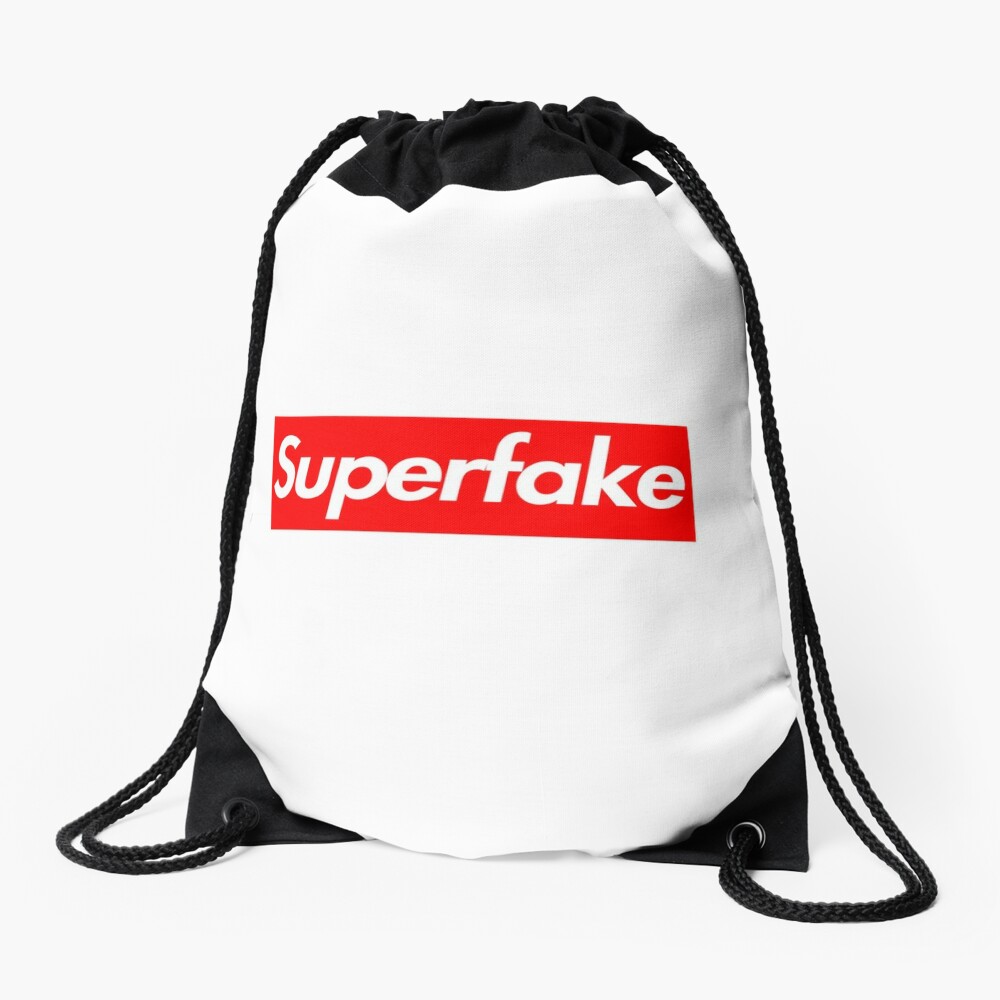 &quot;Supreme Fake&quot; Drawstring Bag by Polytics | Redbubble