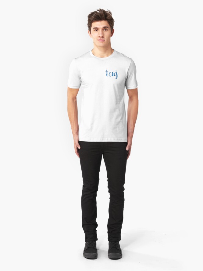 Alternate view of TCNJ sticker: cloudy cursive design Slim Fit T-Shirt