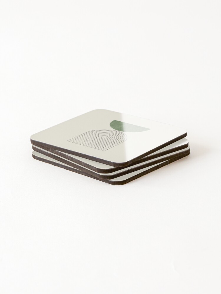 Thumbnail 4 of 5, Coasters (Set of 4), Arch Balance Green - Mid century modern designed and sold by moonlightprint.