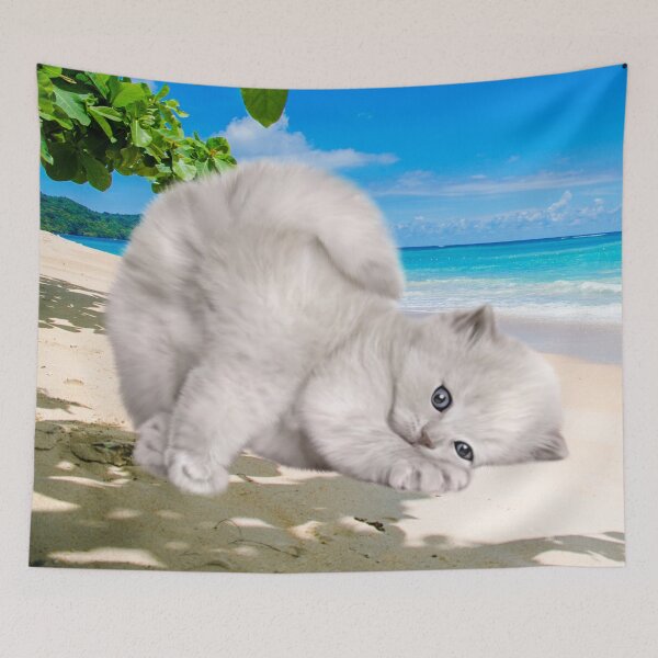 Item preview, Surreal photos with giant cats on the beach. Catzilla. Photoshop design of giant surreal cats in the city designed and sold by EMIPRINCESS.