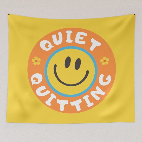 Item preview, Quiet quitting quote - happy emoji smiley in hippie style designed and sold by SICK-SENSE.