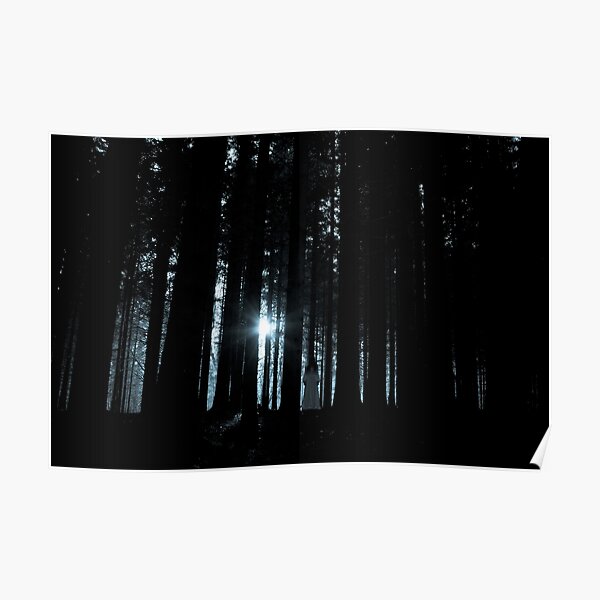Female ghost in dark forest Poster